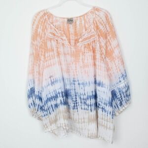 Como Vintage Womens‎ Tie Dye Lace Detail Blouse Size 3X Beachy Boho Cottagecore